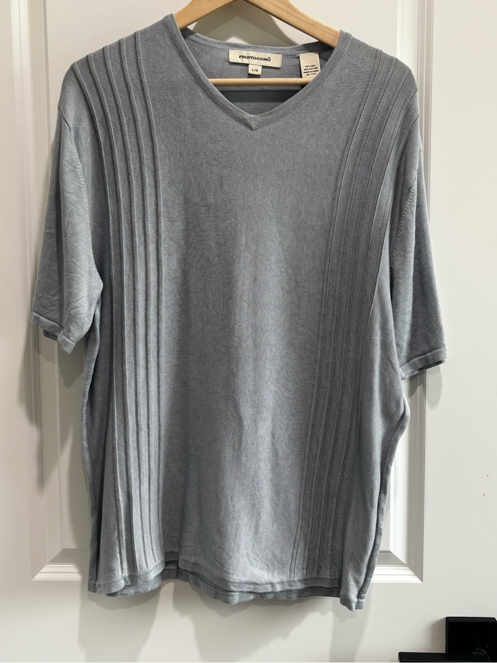 Pronto Uomo Light Grey Knit V-Neck Top
